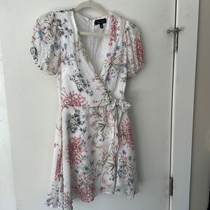 Multicolored Floral Mini Wrap Dress